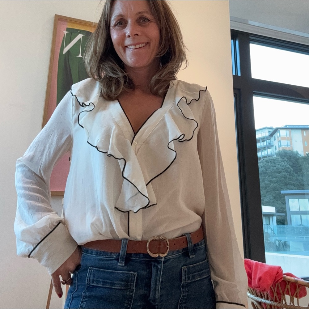 Zara Women's Cream Ruffle Blouse